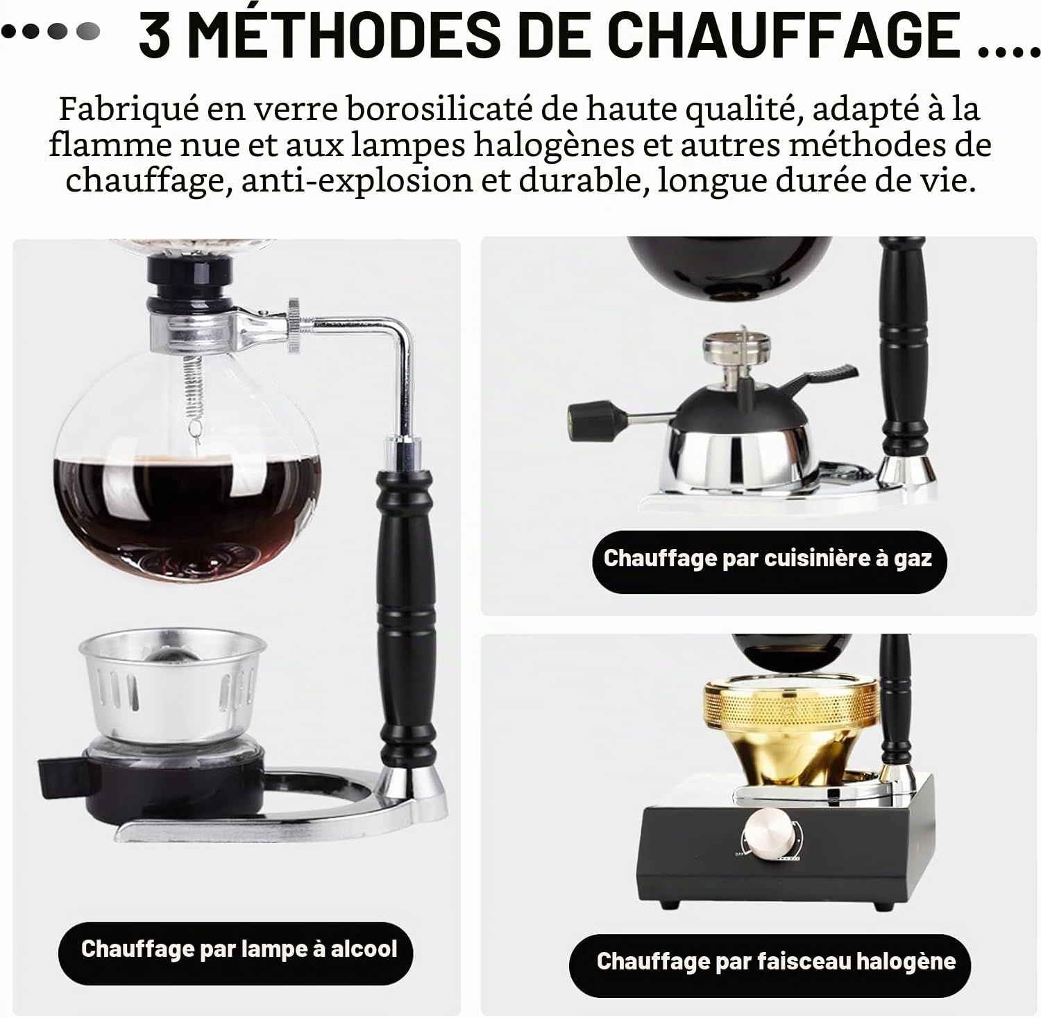 YUCHENGTECH Cafetière à Siphon à Café,Vitreux, 5 Tasses (600ml)