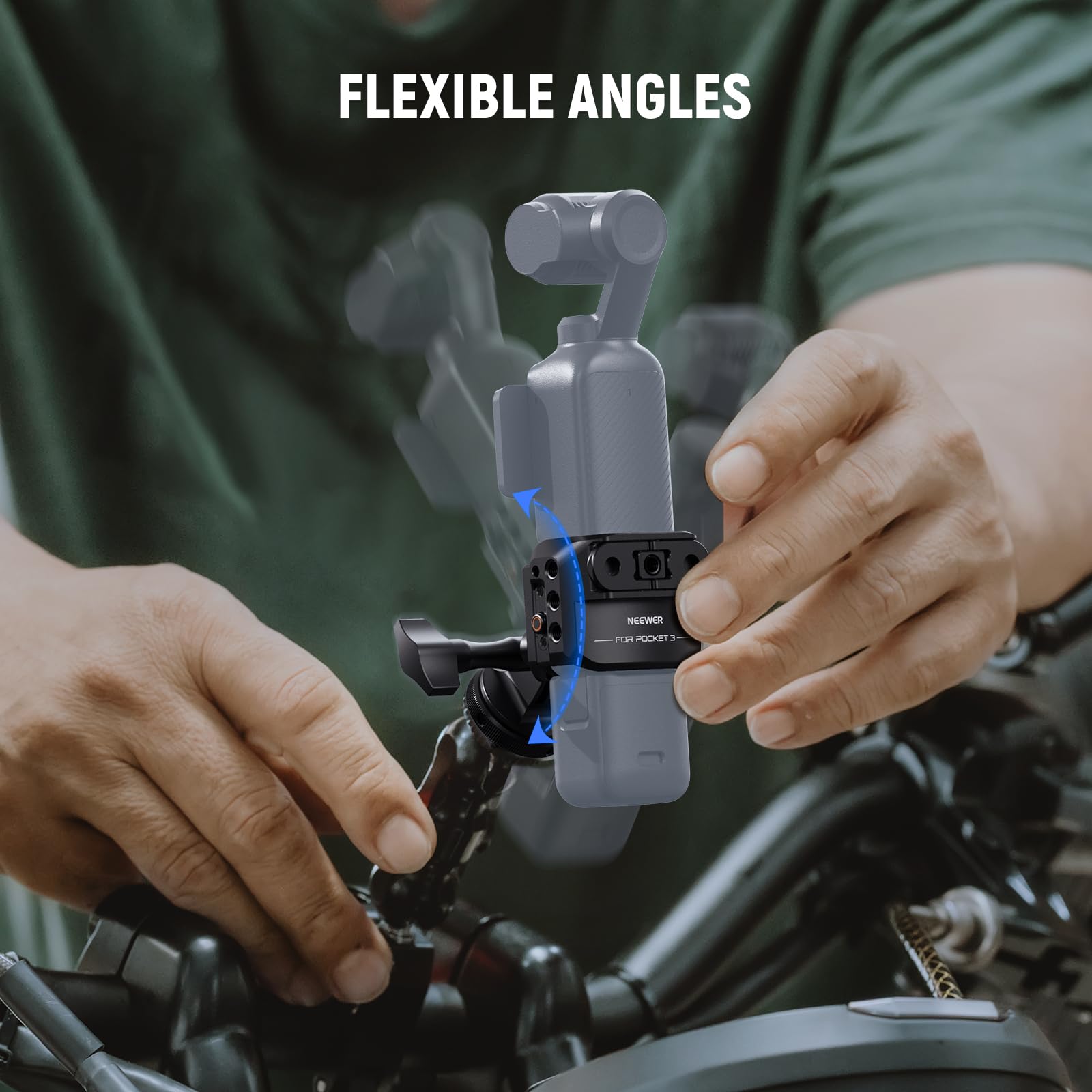 Neewer Kieszeń z 3 klatkami, ze stopu aluminium, gimbal do nagrywania wideo z adapterem przedłużającym do kamery akcji, gwint 1/4 cala, zimna stopka, kompatybilna z DJI Osmo Pocket 3 Creator Combo,