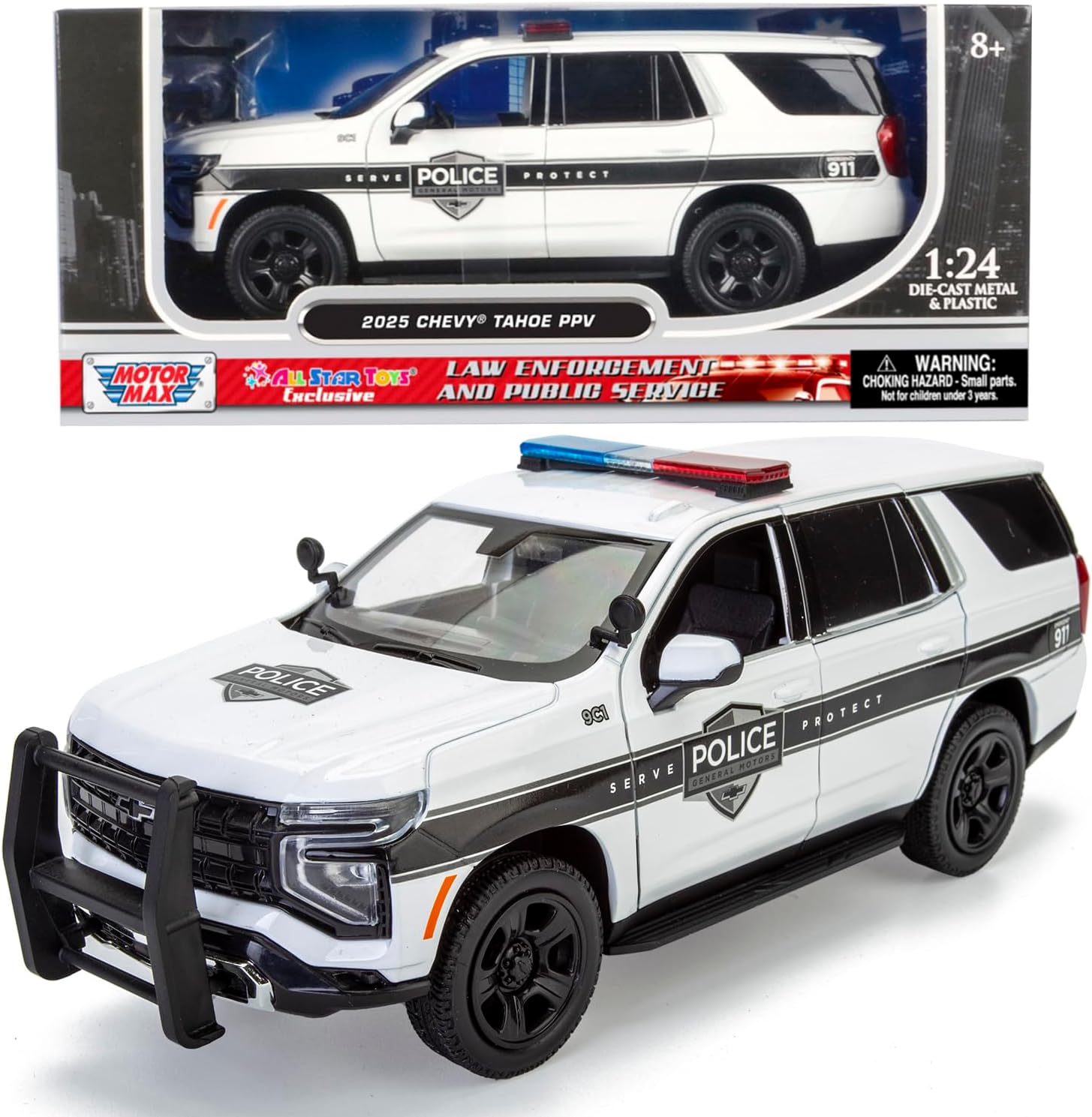 2025 Tahoe PPV (Police Pursuit Vehicle) – Official Promo Version 1/24 Diecast Police SUV Model Car by Motormax – All Star Toys Exclusive 76642