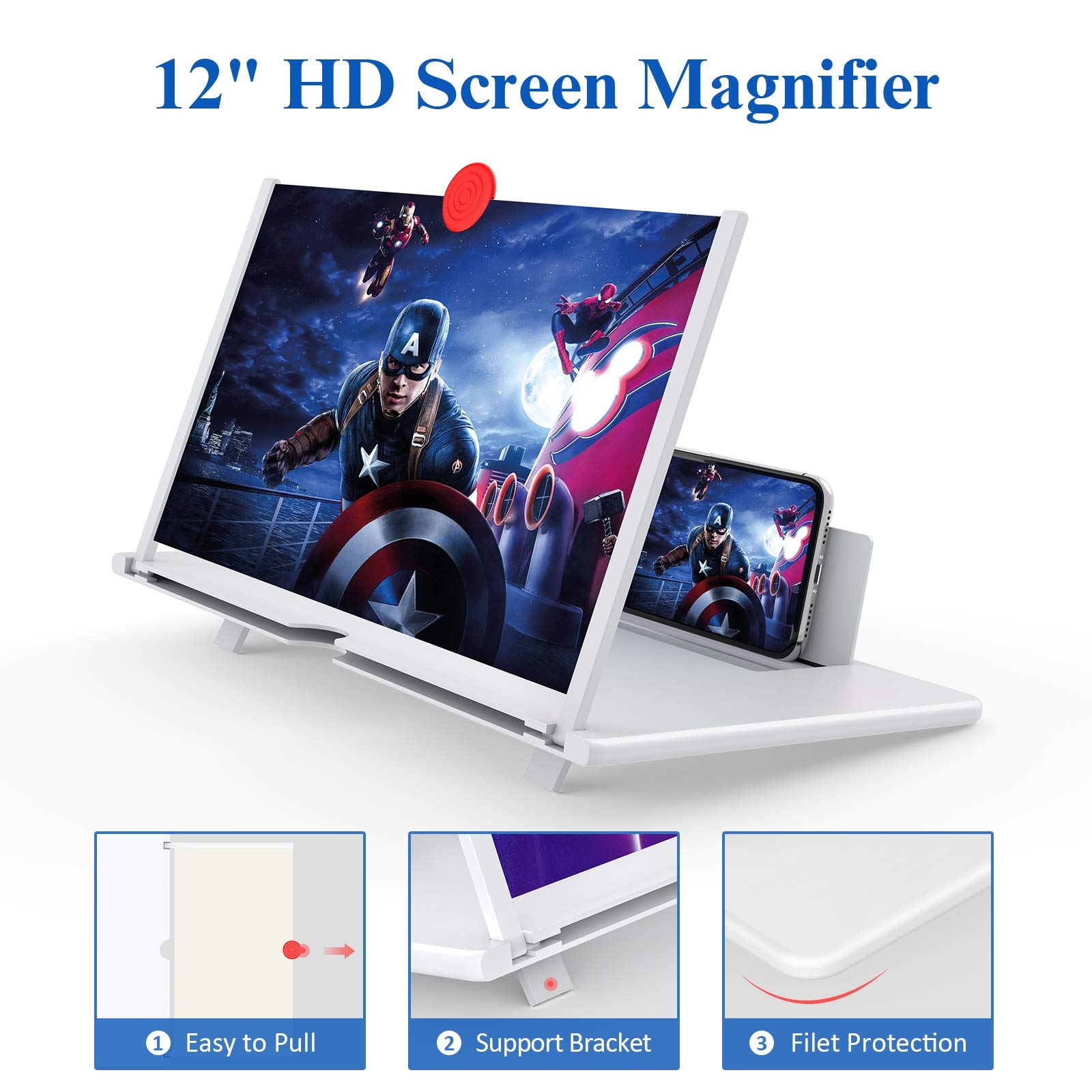 Agrandisseur D'Écran Pliable Pour Smartphone - Support Portable 3D Pour Films, Jeux Et Vidéos - HD Et Ultra Fin - 7