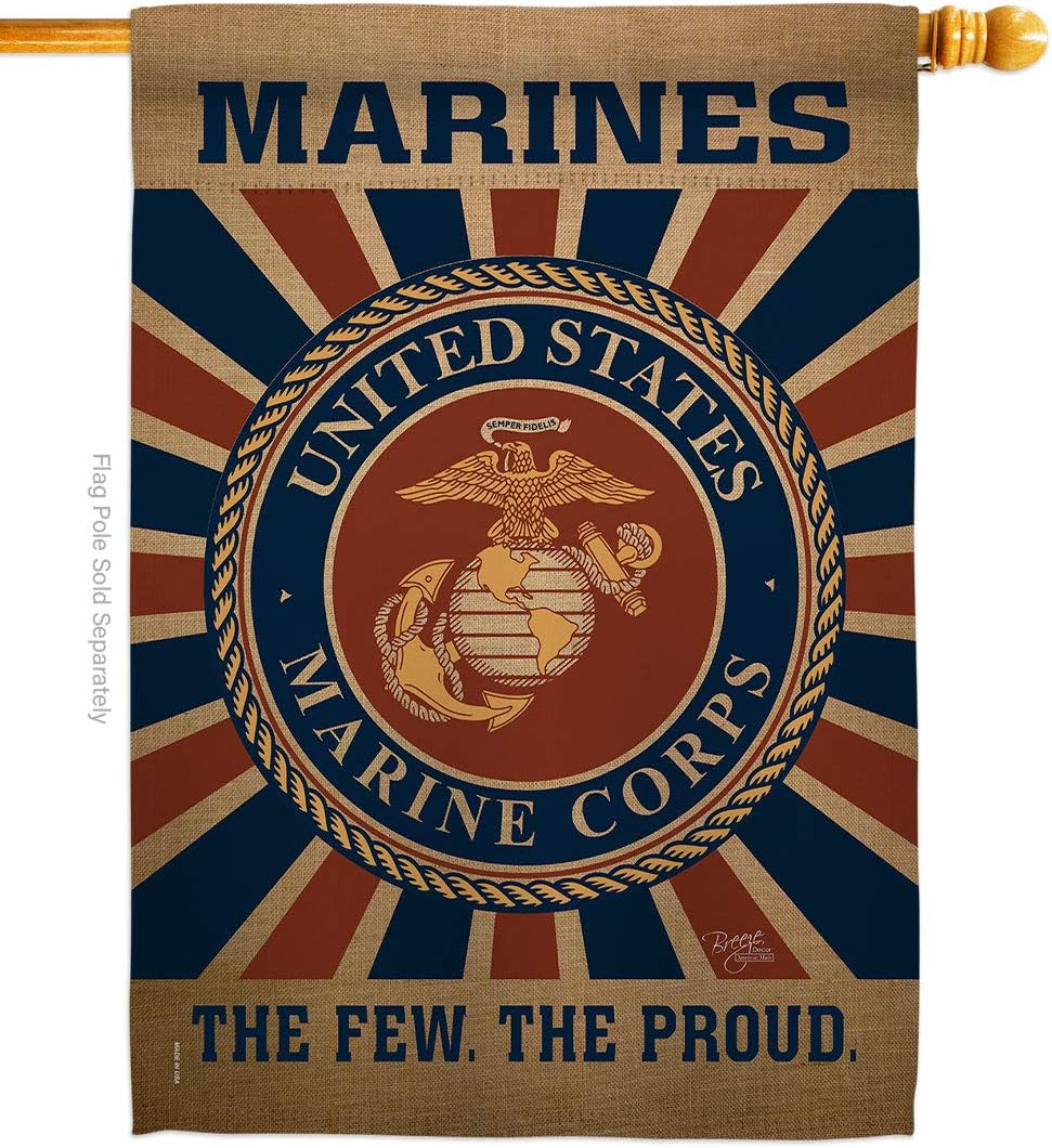 Marine Corps House Flag - Armed Forces USMC Semper Fi United State American Military Veteran Retire Official - Decoration Banner Small Garden Yard Gift Double-Sided Made in USA 28 X 40