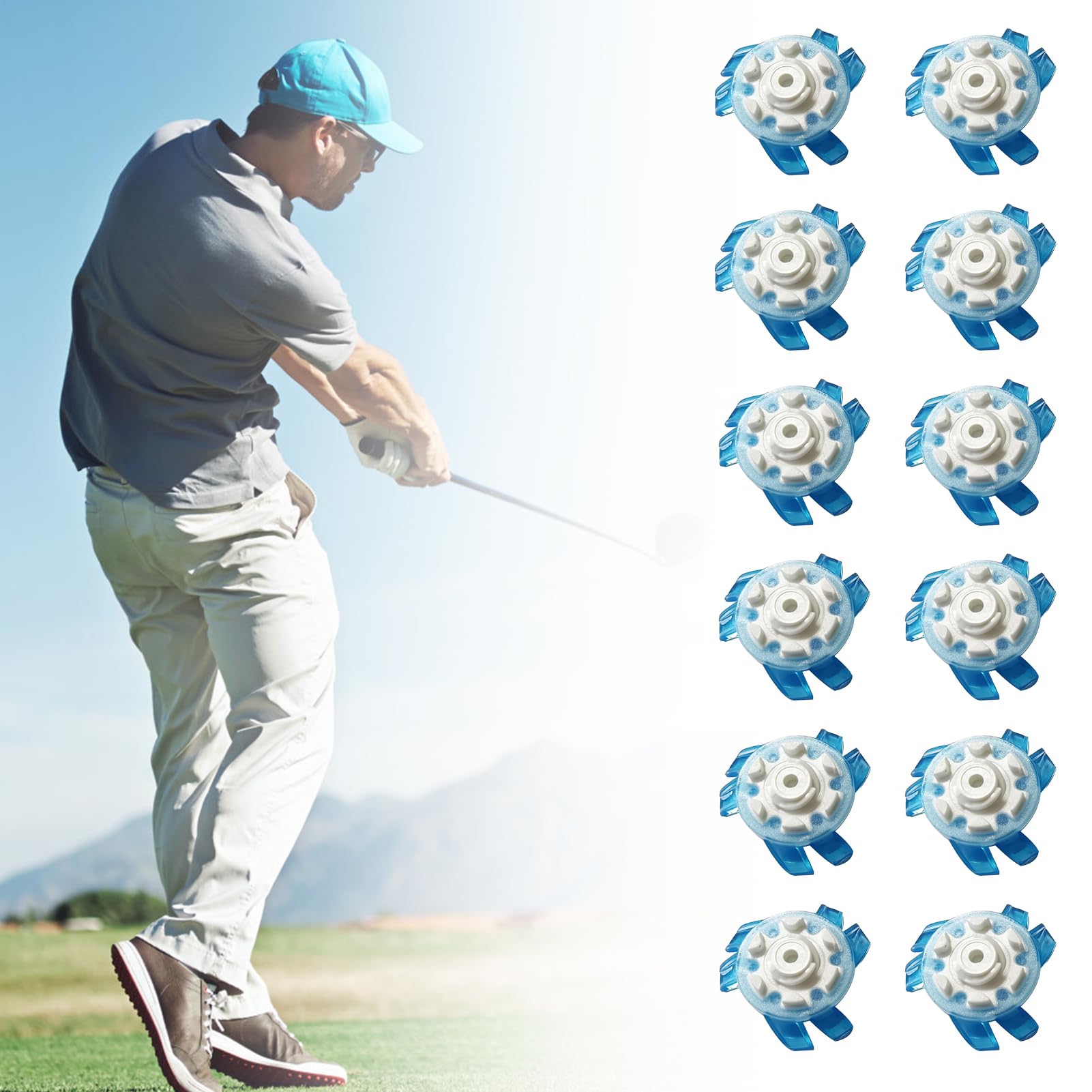 Genérico Chiodi per scarpe da golf, chiodi da golf, 12 pezzi con chiodi antiscivolo per scarpe da | Tacchetti veloci, chiave portatile, vite per campi da go