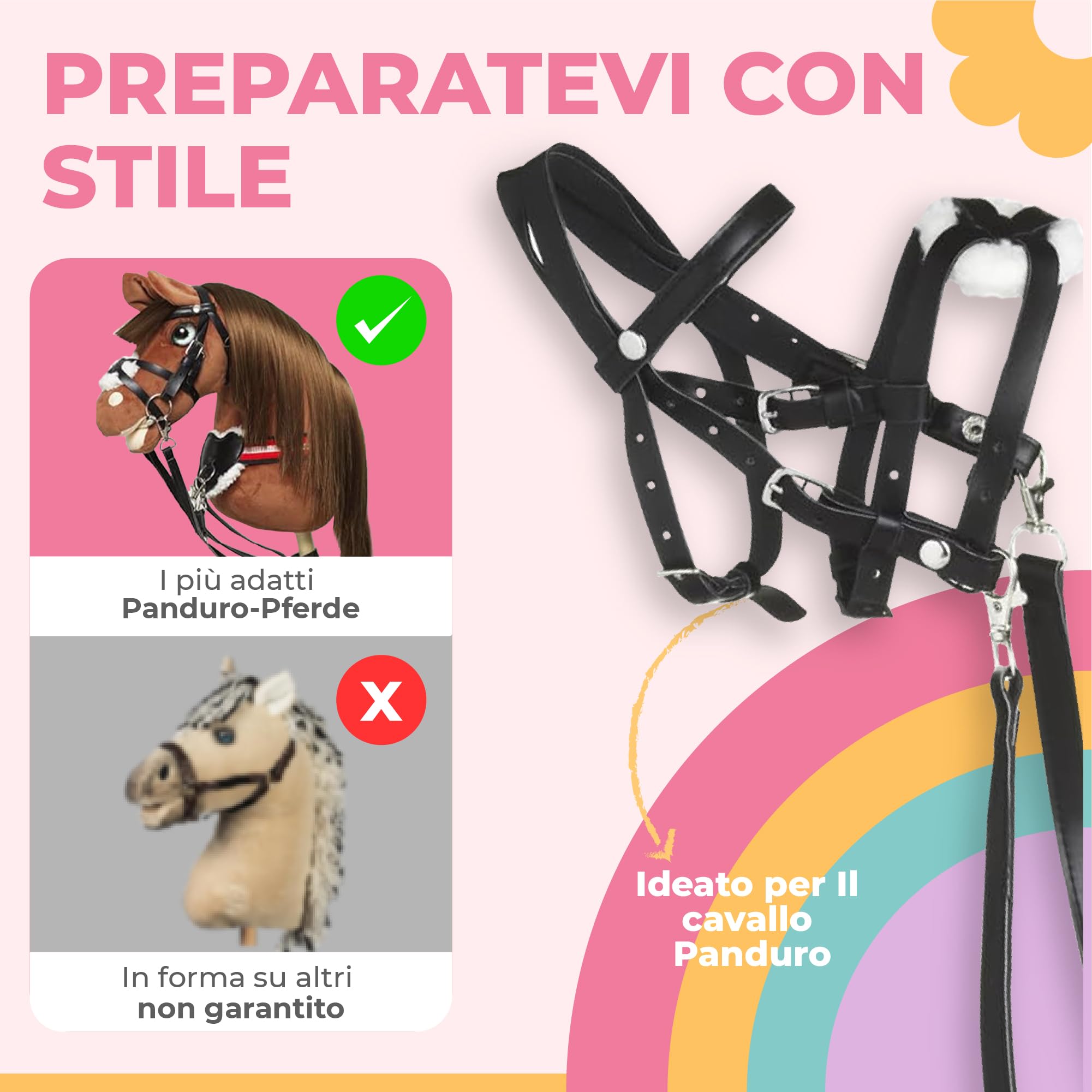 Panduro Hobby Horse Accessori Briglie per cavalli a spina regolabile nero