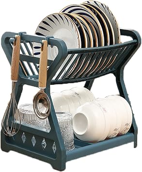 Kitchen Racks Double-Layer Drain Racks Cutlery Storage Boxes Suitable for Kitchens Restaurants Easy to Assemble