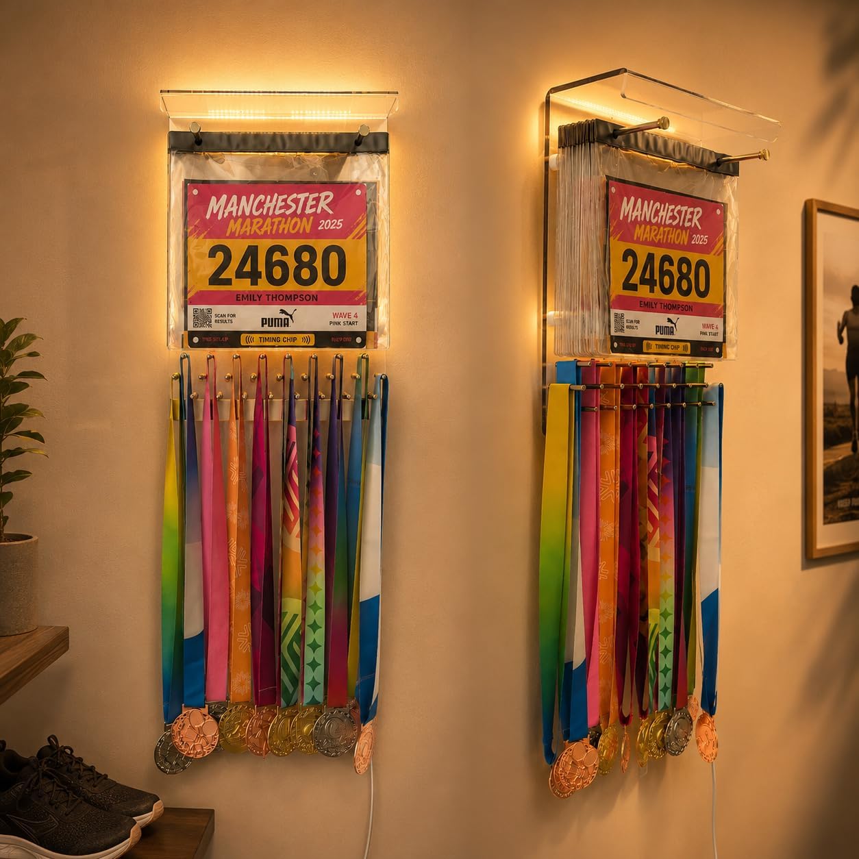 Led Acrylic Race Bib Holder and Medal Display Hanger for Marathon Runners