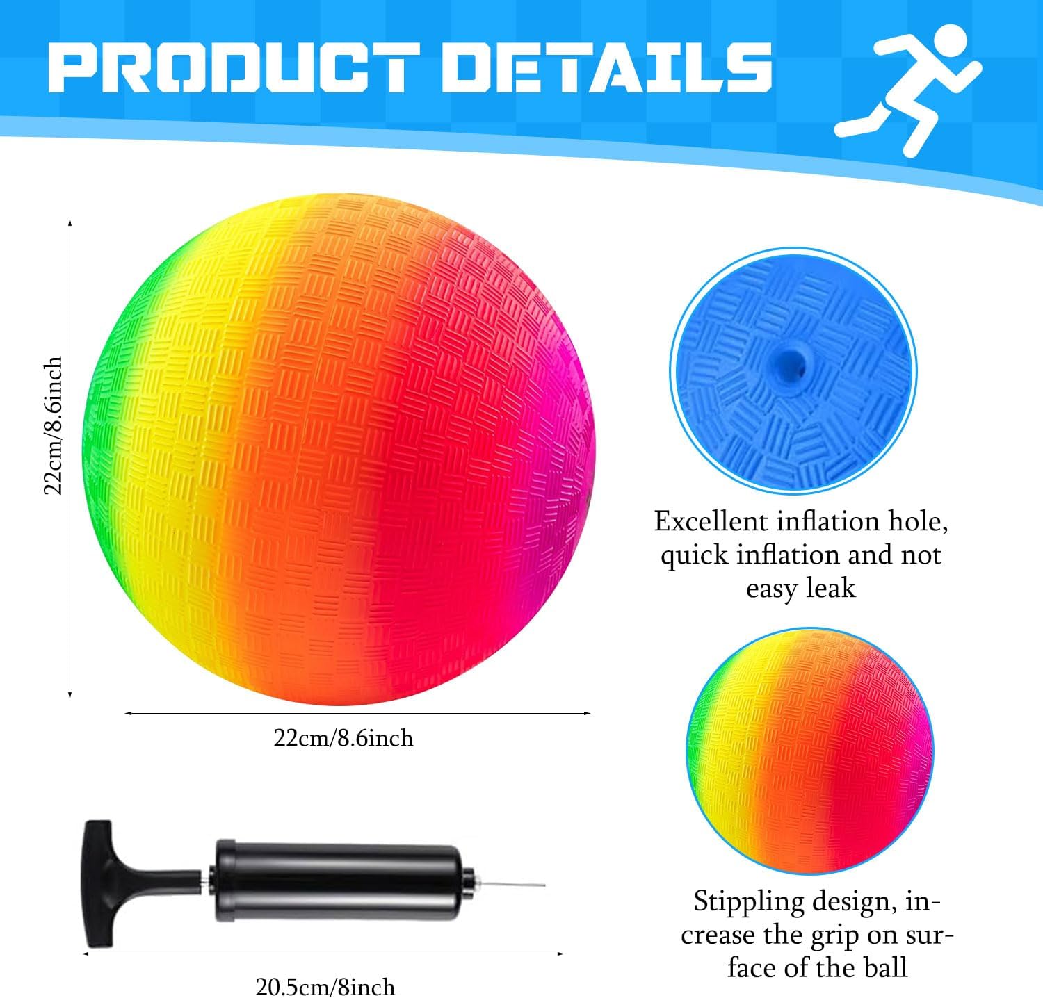Huaerle 18 Pcs Sports Kickball Set Includes 2 Playground Ball with Air Pump 4 Rubber Throw Down Bases 10 Foul Line Cones and a Flip Scoreboard for Boys Girls Adults Playground School Backyard