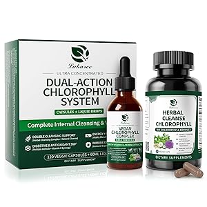 Lukaree Chlorophyll Liquid Drops & Capsules Combo, Dual Action Support for Cleansing, Energy & Oral Freshness, Immune Support, Internal Deodorant, Skin & Gut Health, Vegan, Sugar-Free, 2Oz + 120 Caps
