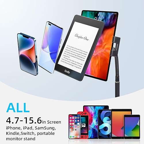 Miniatura 4 de wishacc Soporte para tableta, soporte para tableta de cuello de cisne  Soporte de escritorio ajustable en altura con rotación de 360 grados para