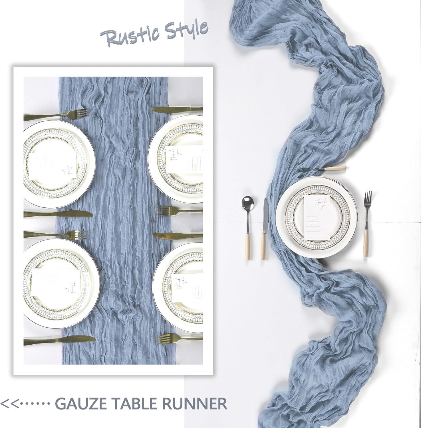 12 Pack Dusty Blue Cheesecloth Table Runner 10Ft Easter Spring Gauze Cheese Cloth Table Runner 35x120 Inch Boho Sheer Rustic Fabric for Party Decor Baby Shower Wedding Decorations