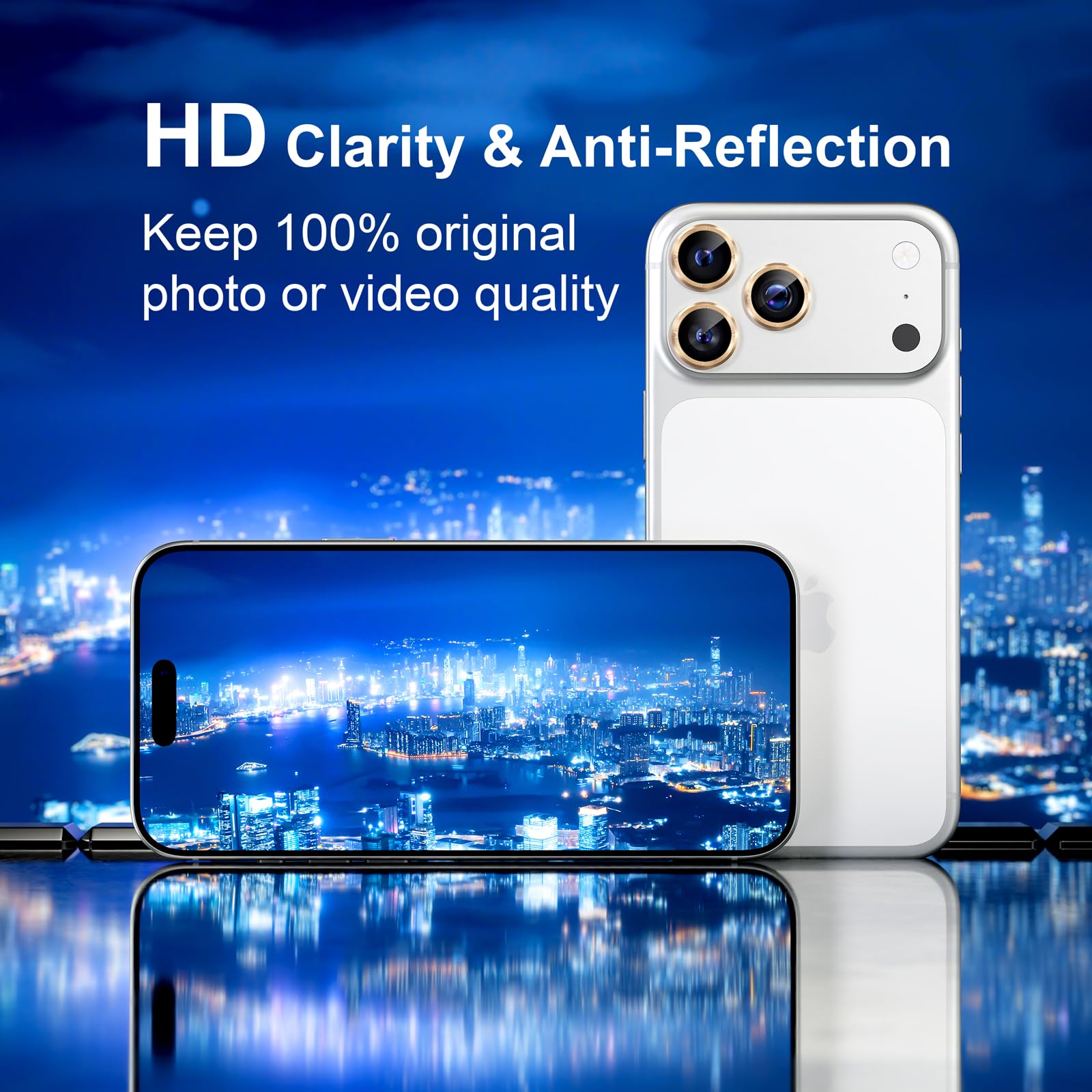 Misea Protector de lente de cámara compatible con iPhone 17 Pro/iPhone 17 Pro Max, protector de pantalla de vidrio templado Ultra-HD, protector de pantalla de anillo individual de metal, accesorios de