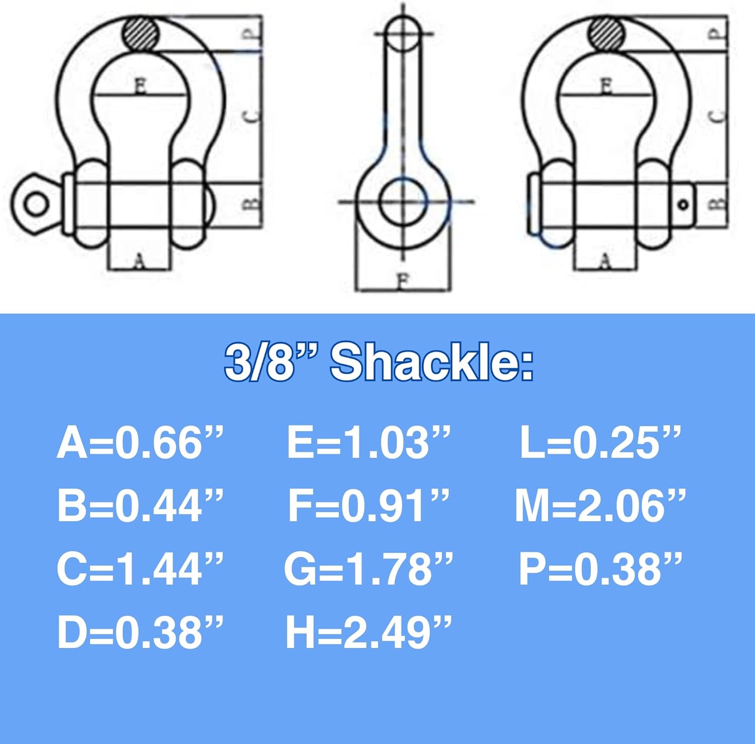 MarineNow 3/8" US Type Drop Forged Galvanized Bow Shackle with Over Size Screw Pin for Anchor, Towing, Off Road Recovery (3/8" with 7/16" Pin 1 T WLL) Hot Dipped Galvanized