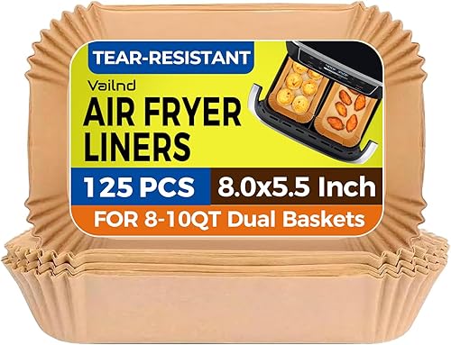 Vailnd - Revestimientos de papel desechables para freidora de aire rectangular: papel pergamino desechable y antiadherente de grado alimenticio,