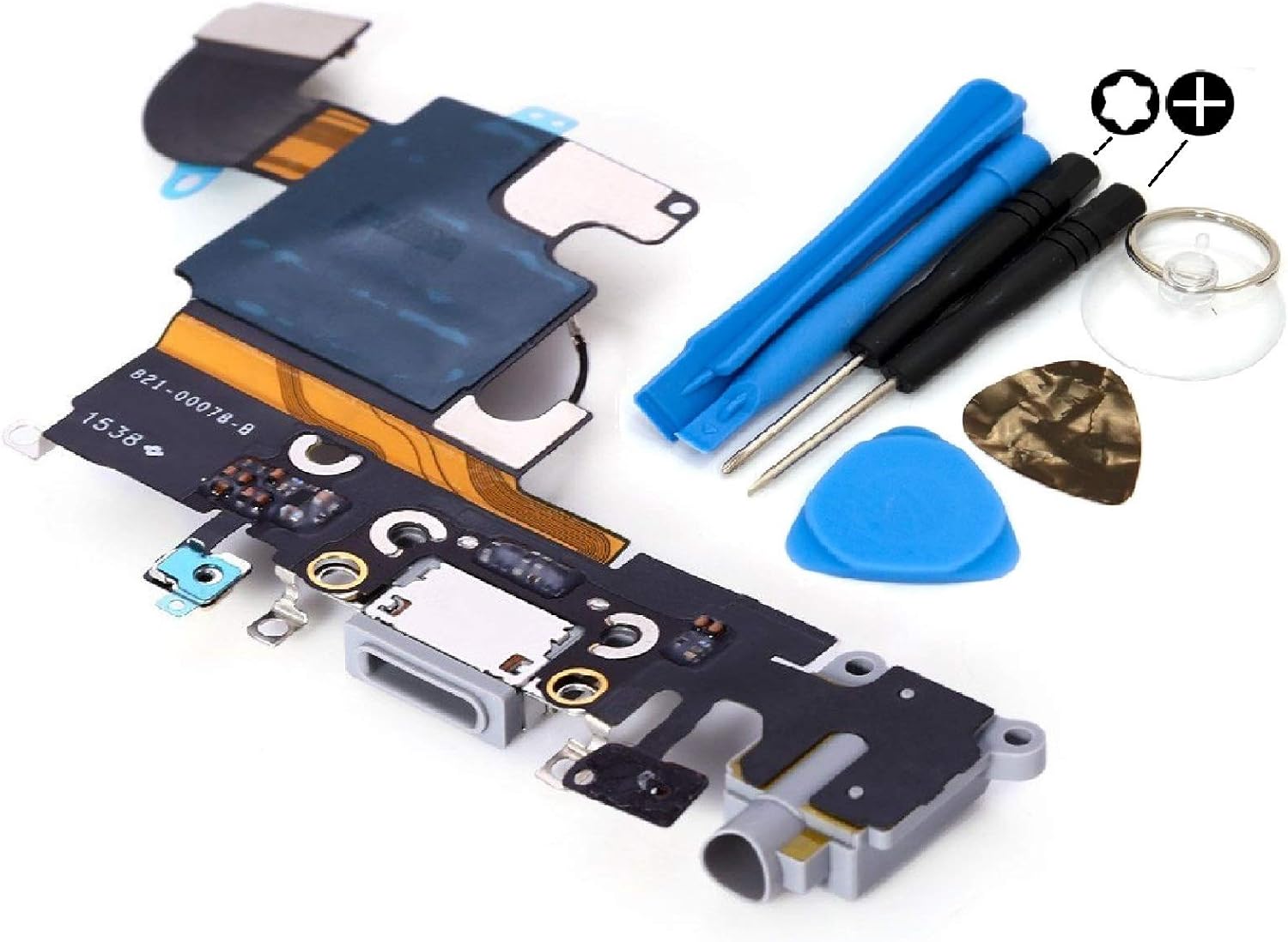 Charging Port For Apple iPhone 6S (4.7") Space Grey Dock Connector Socket Headphone Jack Lower Microphone & Antenna With FREE Tool Kit 821-0078-08