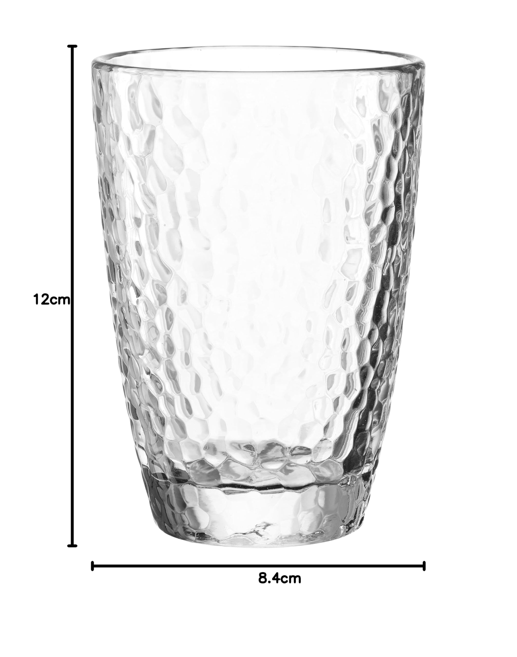 Leonardo Matera 077408 Lot de 4 verres à boire en verre de qualité supérieure aspect martelé Capacité 340 ml Passe au lave-vaisselle Robuste Transparent