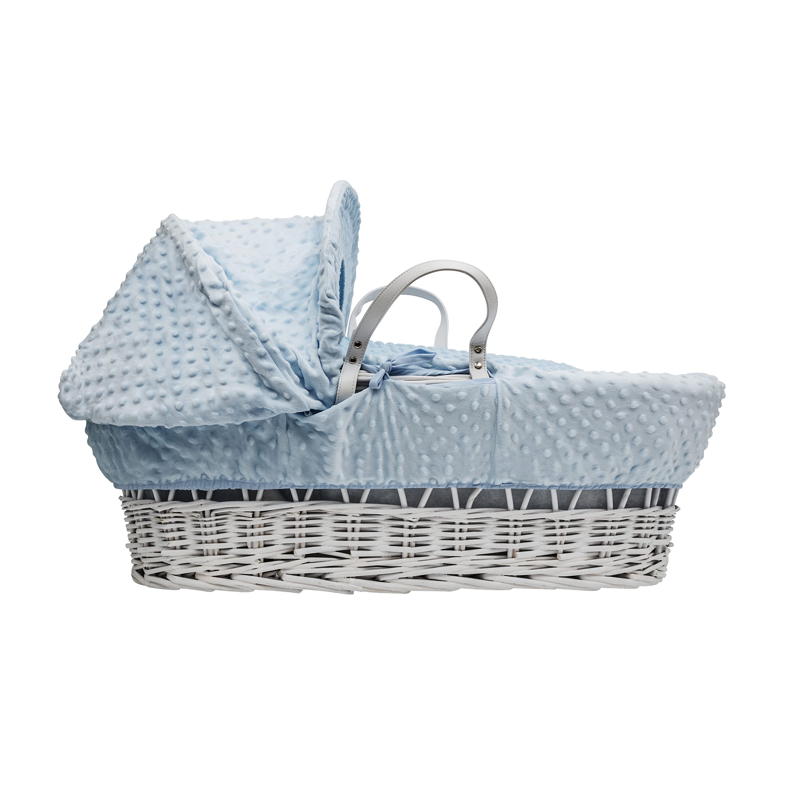 Buy Kinder Valley Blue Dimple White Wicker Moses Basket with White