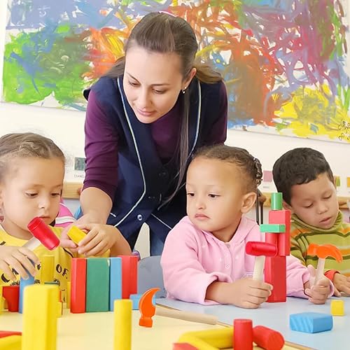 Miniatura 2 de Martillo de juguete de simulación, martillos de madera, pequeño martillo de garra de plástico para niños, herramientas de mantenimiento portátiles,