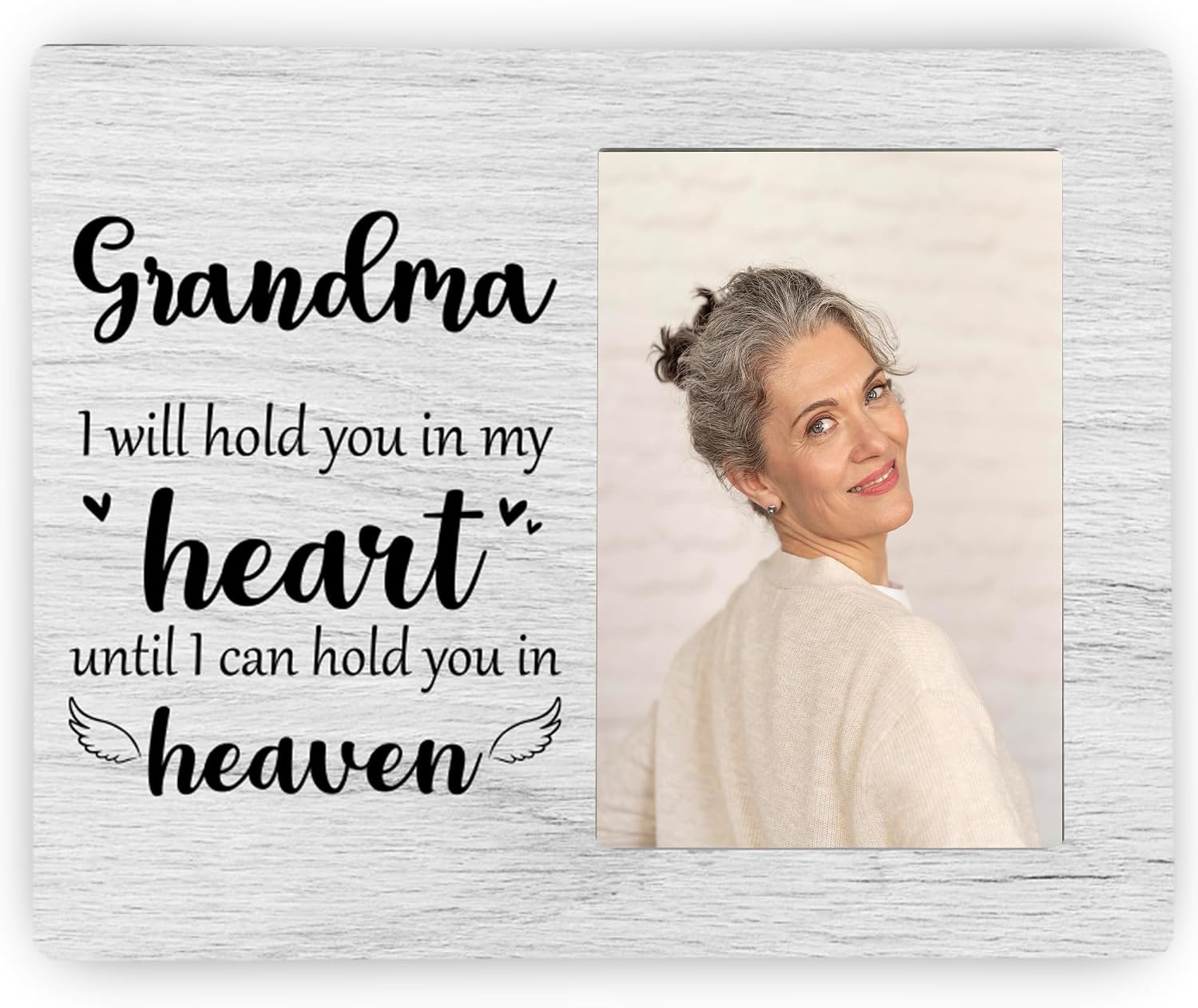 Baby Memorial Picture Frame, We Will Hold You in My Heart Remembrance Wooden Photo Frame Gifts for Loss of Baby, 4x6 inch Photo