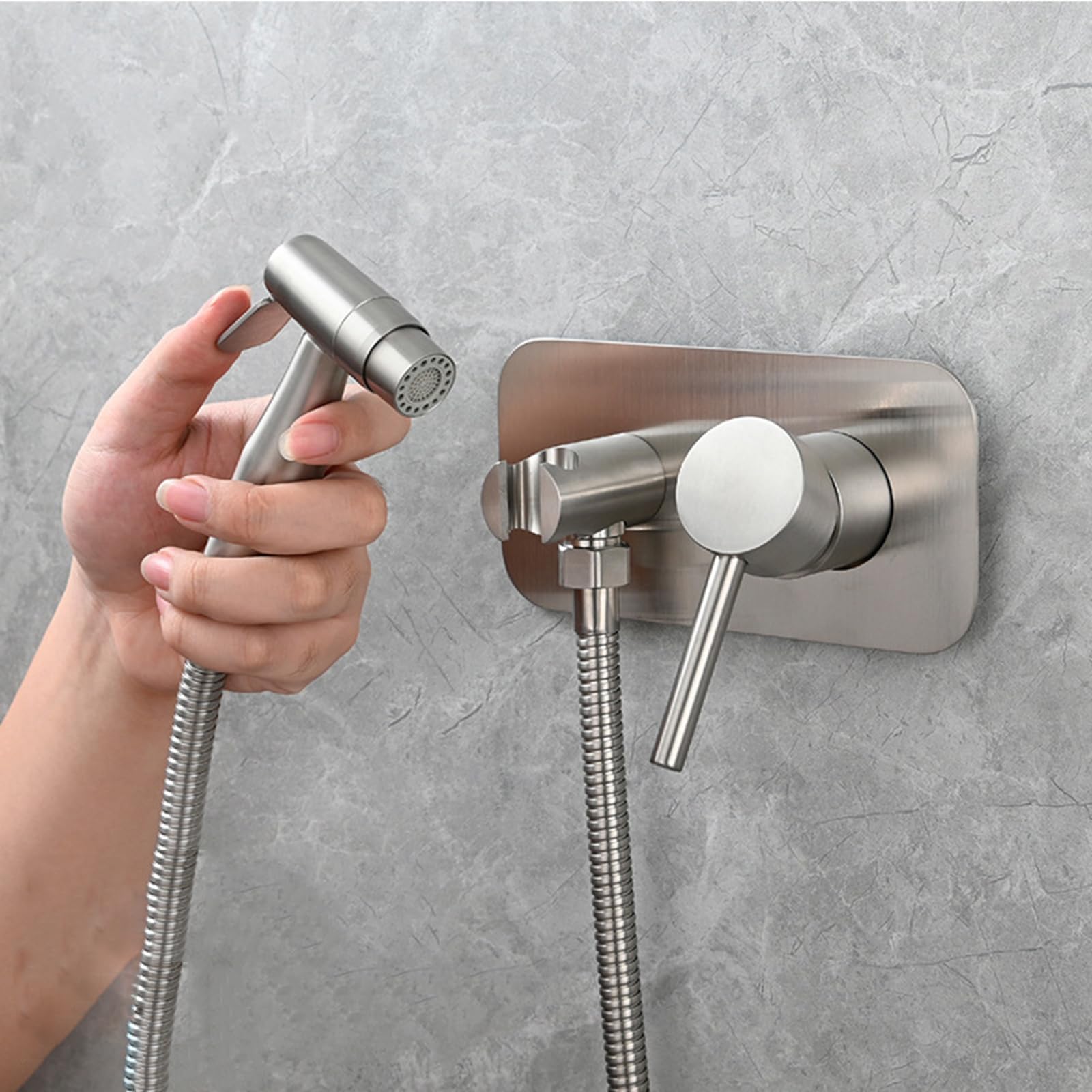 Doccetta per Bidet Incassato Bidet per Wc Acqua Calda E Fredda Acciaio Inox,Spazzolato,Doppia Modalità
