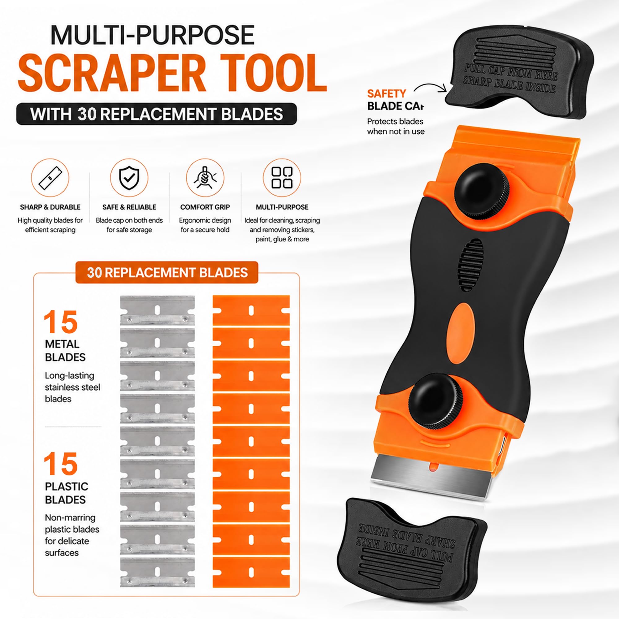 GLUN Glue Remover Scraper - 30 Blades! -6