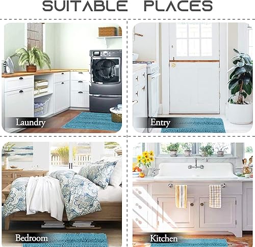 Vista 42 de NICETOWN Tapetes de baño antideslizantes (verde cáscara, 20 x 32 + 17 x 24 pulgadas)