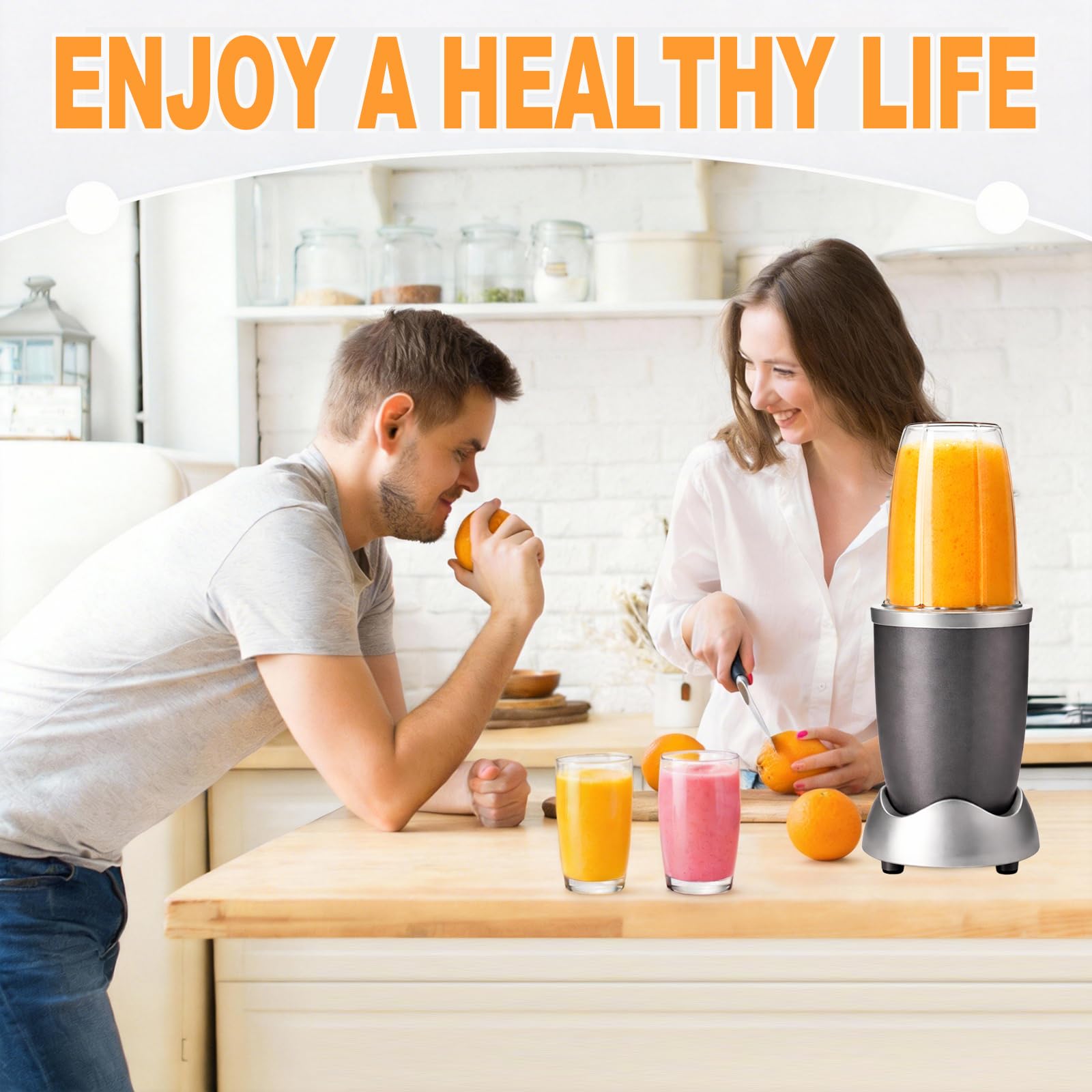 Pièces de Rechange Compatibles avec Nutribullet 600 W/900 W 32 oz, 2 Verres | Blender Bol en Verre Accessoires Avec Couvercles Rabattables, Facile à Nettoyer