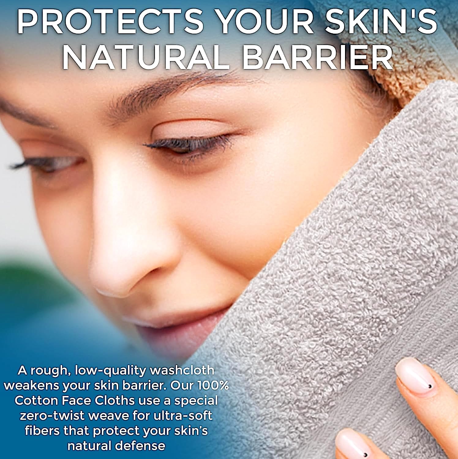 Towelogy® Luxury Flannel Face Cloth, Silver, 33x33cm - Image 4