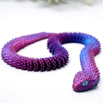 3D Printed snake Model,Flexible Realistic Articulated Animal Fidget Toys,Mystery Figurines Gifts for Easter,Executive Desk Funny Decor and Festival Collectible,Easter Basket Stuffers RB-qingshe
