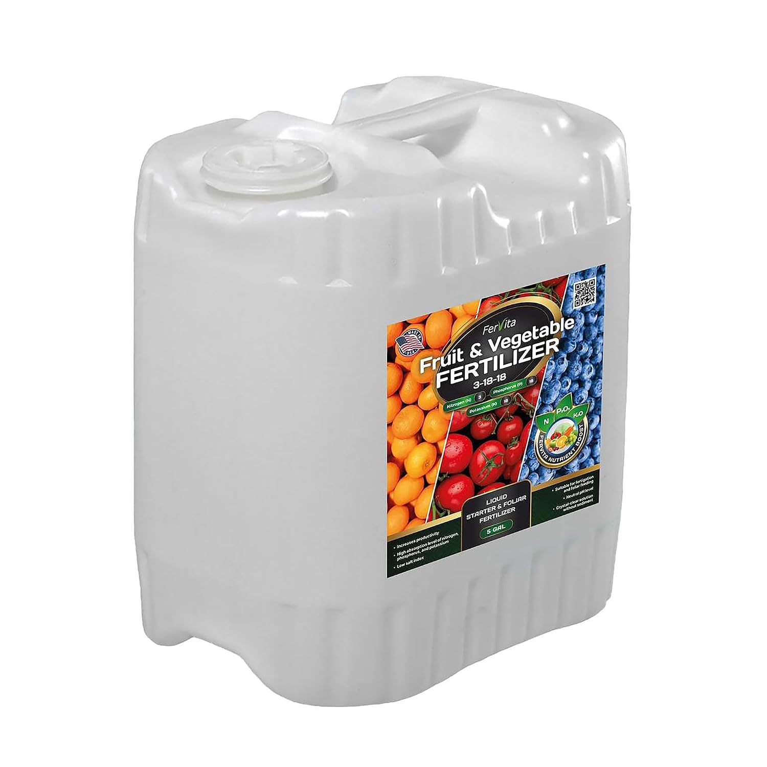 Liquid 3-18-18 Fertilizer for Vegetables, Fruits and Flowers - All Purpose Plant Food Outdoor & Indoor Plant Food - Balanced NPK Flower Food Bloom Booster with Nitrogen Potassium Phosphorus (1gal)