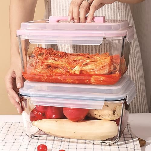 Recipientes grandes de vidrio para almacenar alimentos y hornear con tapas de bloqueo, ideales para almacenar alimentos, verduras o frutas. Sin BPA
