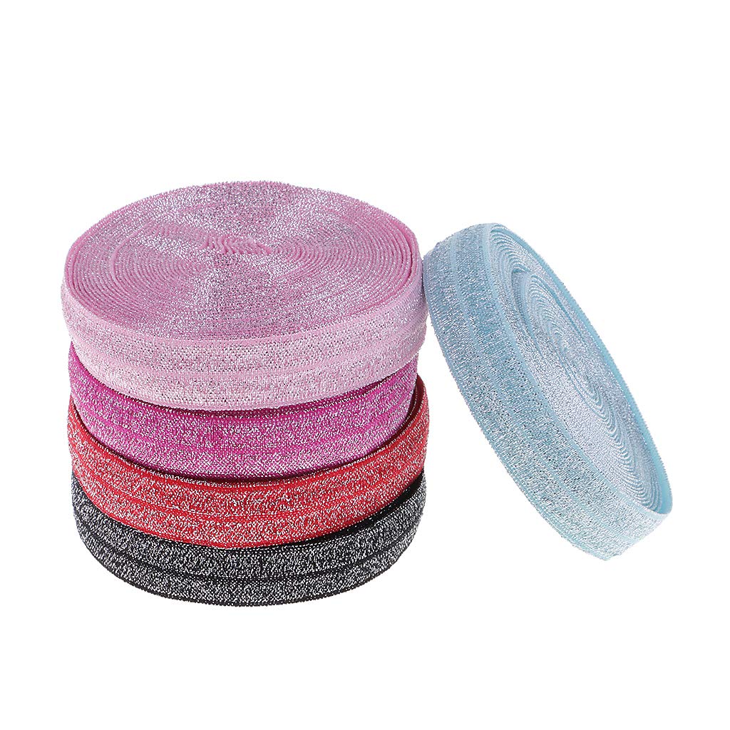 Set Di 2 Elastici Da Sartoria In Cotone &ndash; Ogni Uno 4,6 Metri, Colore Blu Con Glitter, Per Cucito E Decorazioni