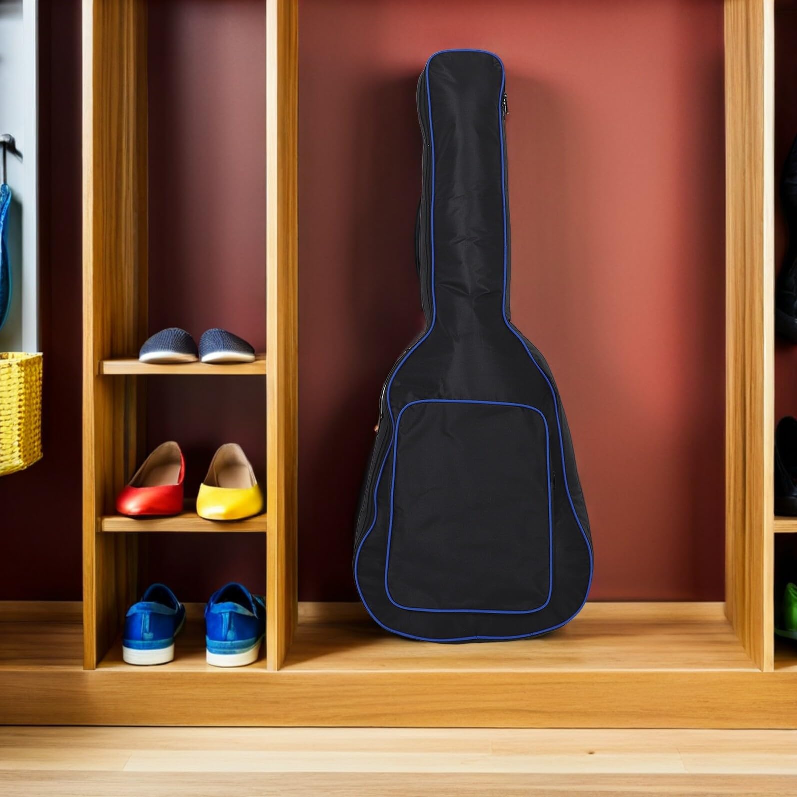 GLEAVI Bolsa para Guitarra Acústica de 41 Pulgadas y Acolchada Gruesa Borde Azul, Mochila Portátil para Guitarra Eléctrica, Funda Engrosada Resistente al Agua para Viajes y Conciertos