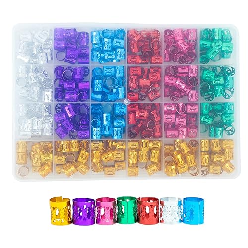 400 joyas para el cabello para trenzas, rastas, cuentas, puños, anillos y clips, aluminio colorido, accesorios de metal ajustables para el cabello