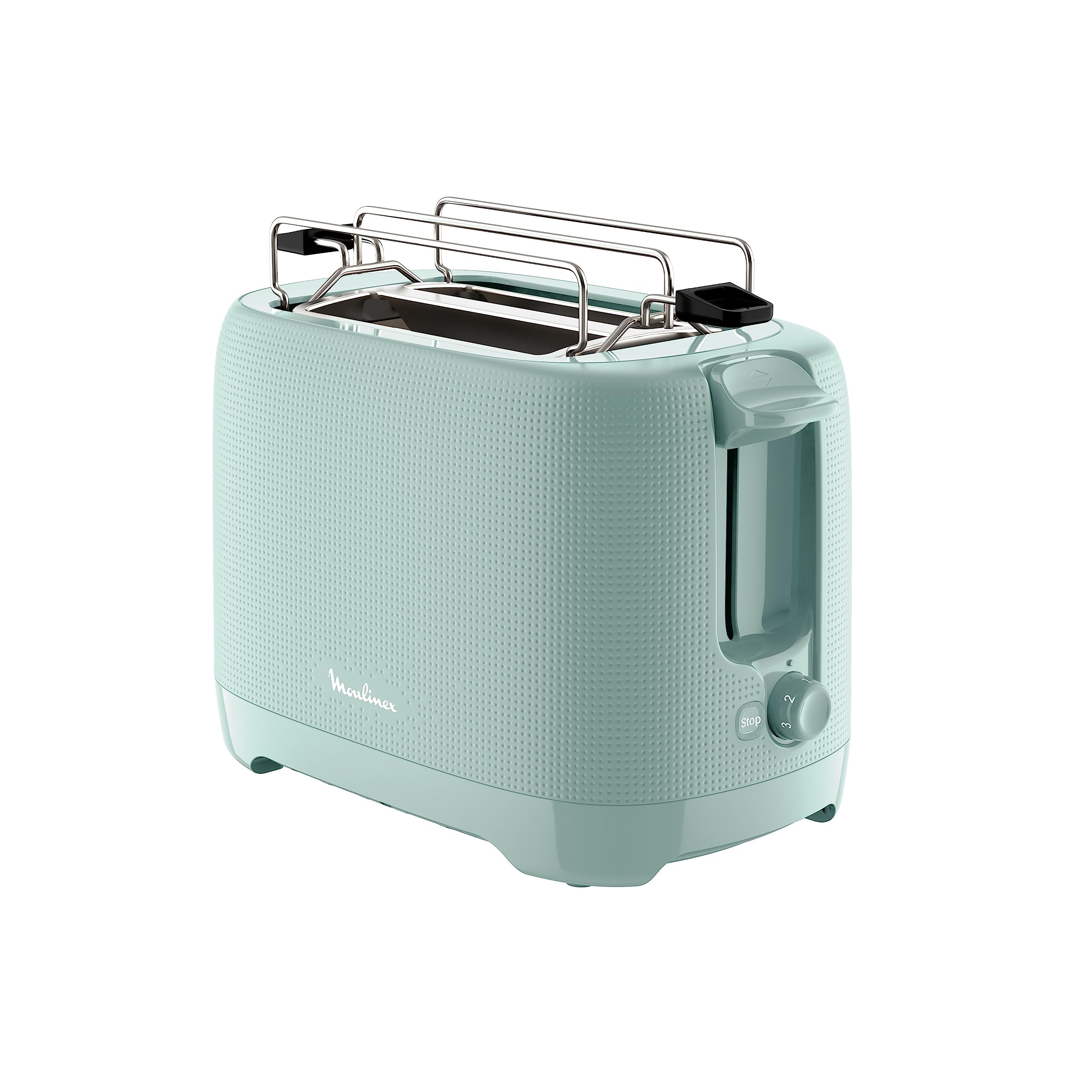 Moulinex Morning Plus Tostapane a 2 Scomparti, 7 Livelli di Doratura, Funzione di Arresto, Vassoio Raccoglibriciole Amovibile, Fessure Extra Ampie, LT2M1310