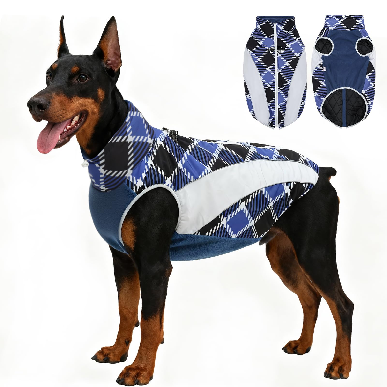 Manteau pour chien de grande taille avec harnais intégré veste d'hiver imperméable