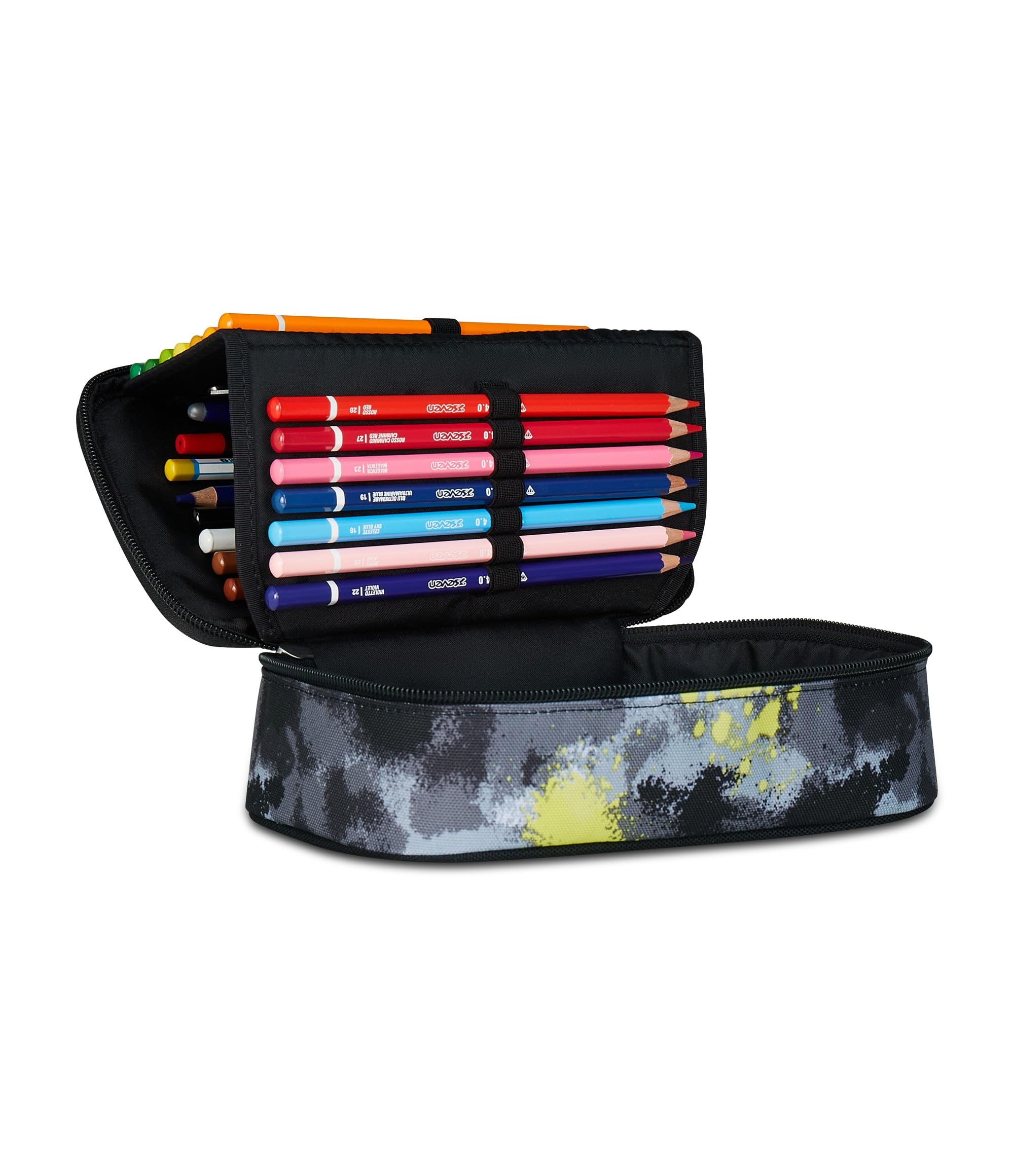 Seven Astuccio Scuola Quick Case, Grigio, Portapenne Completo di Penne, Matite, Colori, Accessori Zaino, Scuola Elementare e Media, Bambino, Ragazzo