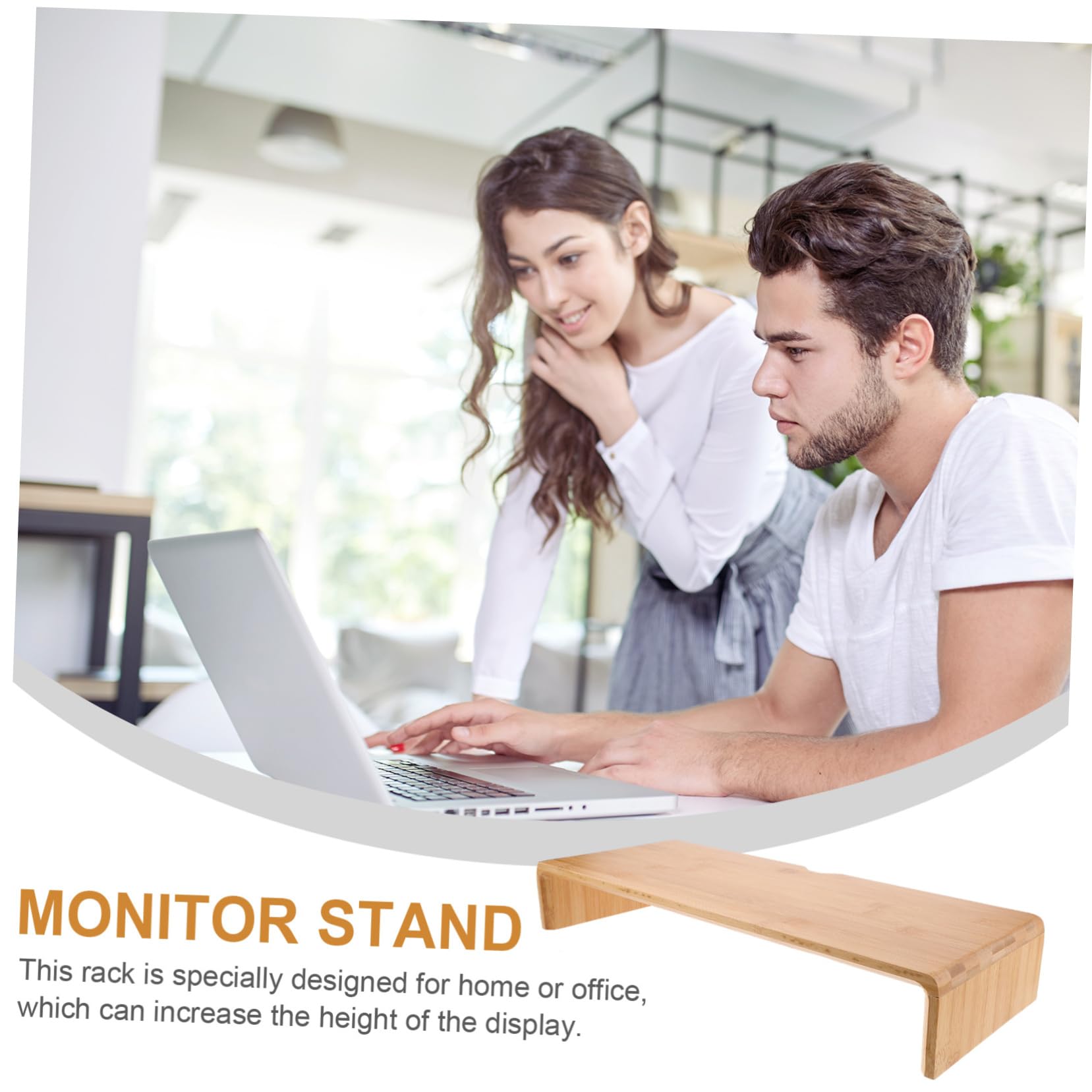 Angoily Monitorständer für Bessere Ergonomie zur Erhöhung des Bildschirms aus Bambus mit Schreibtisch Organizer Einfache Rustikale Computerbasis für Büro Am Arbeitsplatz