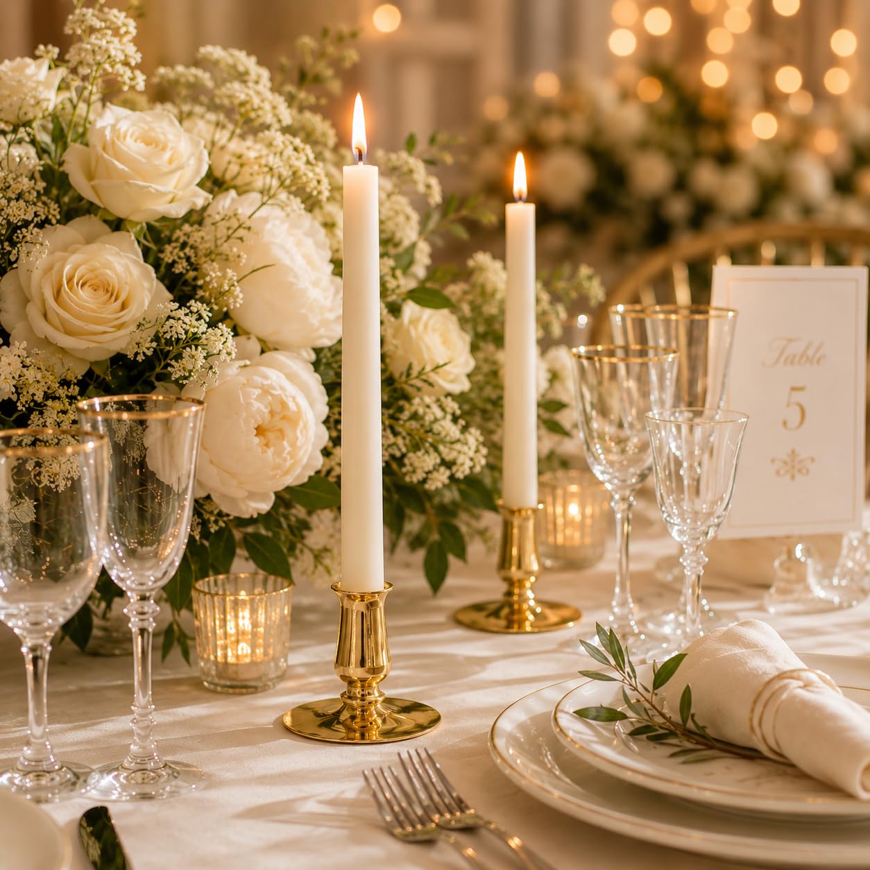 NKlaus 12x Portacandele in ottone Portacandele d'oro Candele d'altare sottili fino a Ø0,9cm Matrimonio 6730