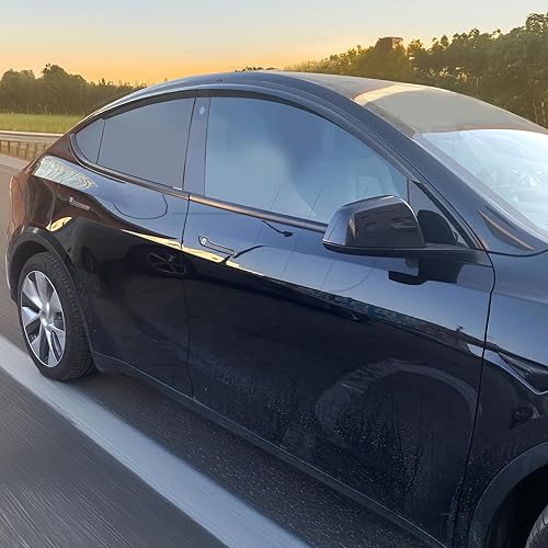 Miniatura 4 de FREEMOTOR802® Viseras laterales con cinta adhesiva, deflectores de viento, protectores de lluvia, viseras de ventilación, compatibles con Tesla