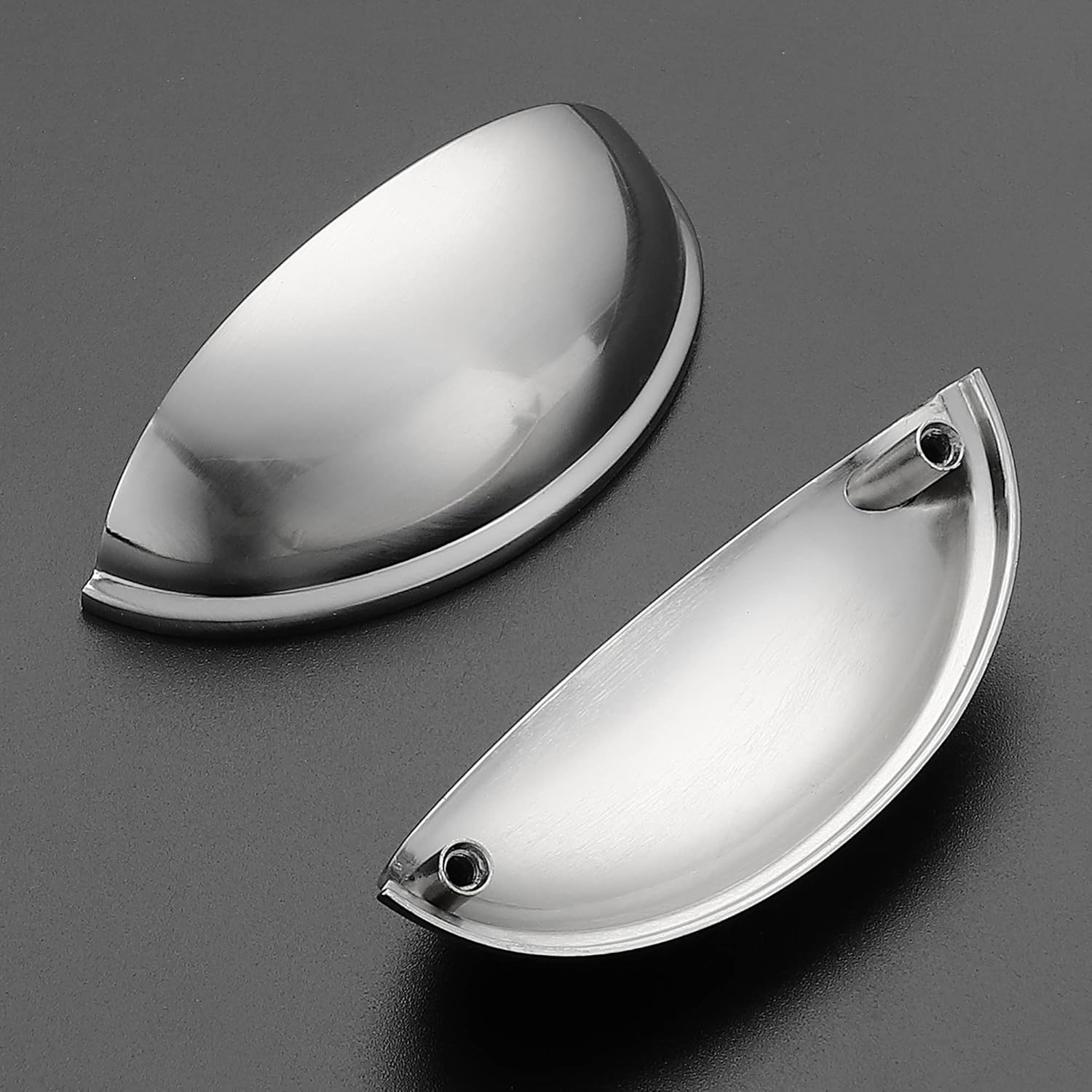Home Expert 3 Inch Drawer Pulls Cup Pulls Kitchen Cabinet Handles Hardware for Cupboard 6 Pack Silver
