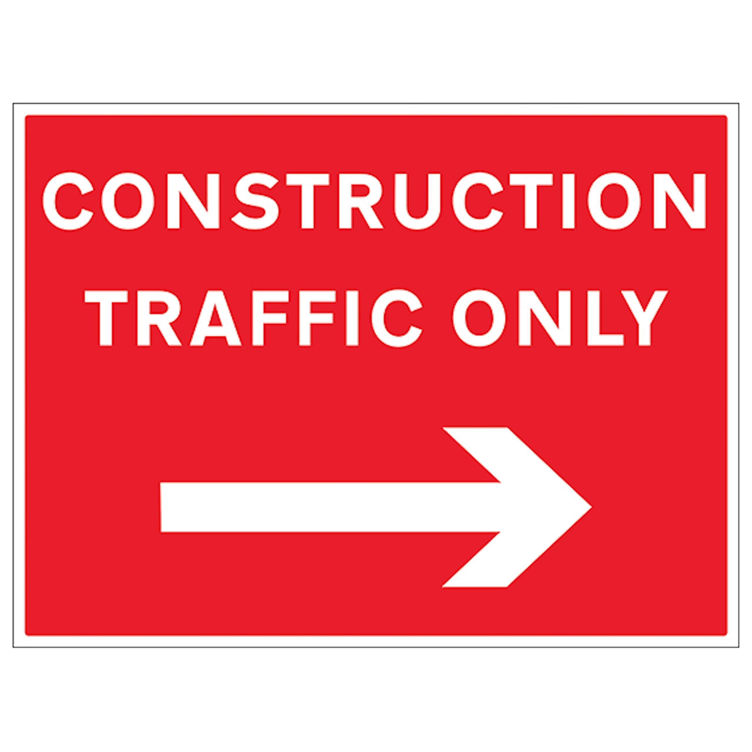 V Safety Construction Traffic Arrow Right 600 x 450 mm - 3mm Reflective Aluminium Composite Safety Sign, White