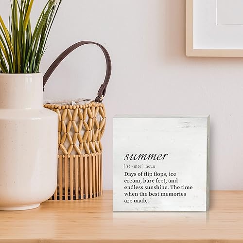 Miniatura 5 de Letrero de madera de definición de verano, decoración del hogar, caja de madera rústica de verano, placa de bloque para decoración de escritorio de