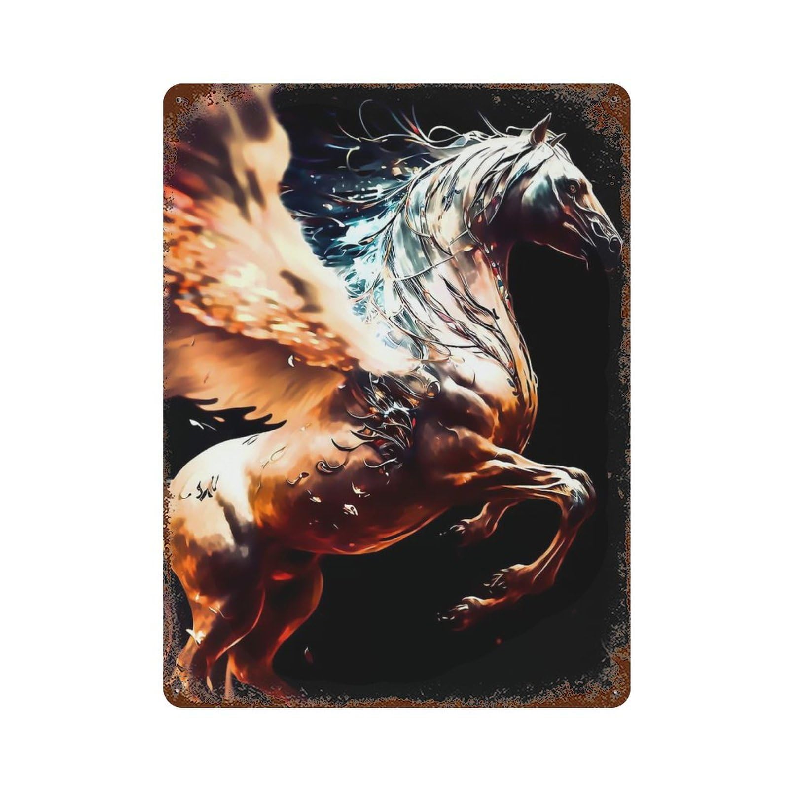 Pegasus Vintage Metal Tin Sign 15.7"x11.8", Ideal for Living Room, Hallway And Home Decor