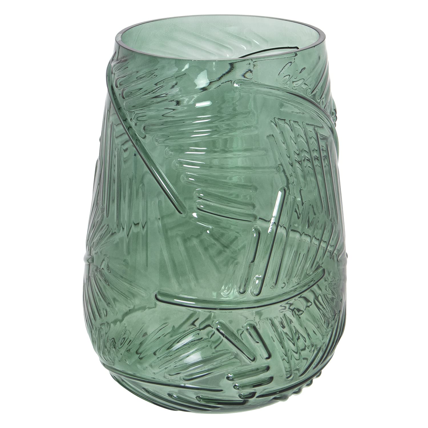 GREEN GLASS VASE °18X25CM,MOUTH:°13,5BASE:°9CM