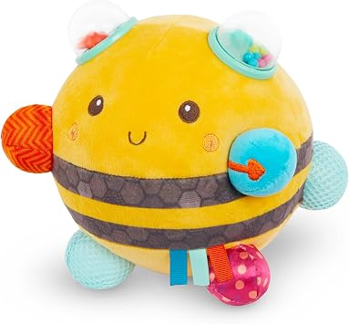 B. toys Fuzzy Buzzy Bee Sensory Plush Baby Toy, Interactive Bee, Softtoys