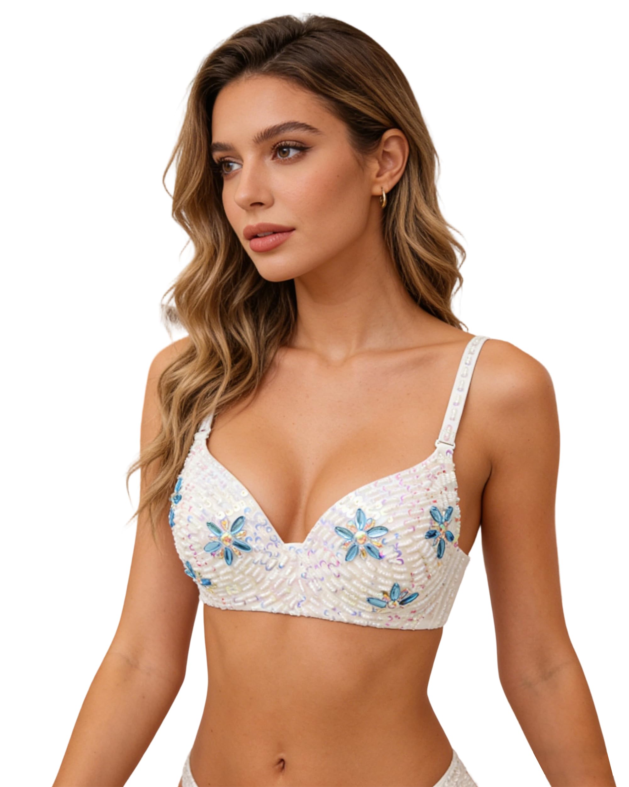 ROYAL SMEELA Sujetador de Danza del Vientre con Lentejuelas Mujer Sujetadores Top de Danza Oriental Strass Adulto
