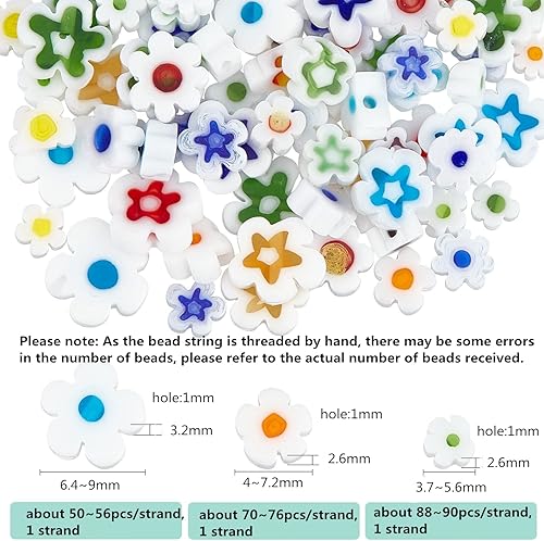 Miniatura 8 de OLYCRAFT 112 cuentas de flores de 0.252 x 0.126 in Millefiori Lampwork Beads Plum Blossom Cuentas de vidrio hechas a mano para manualidades,