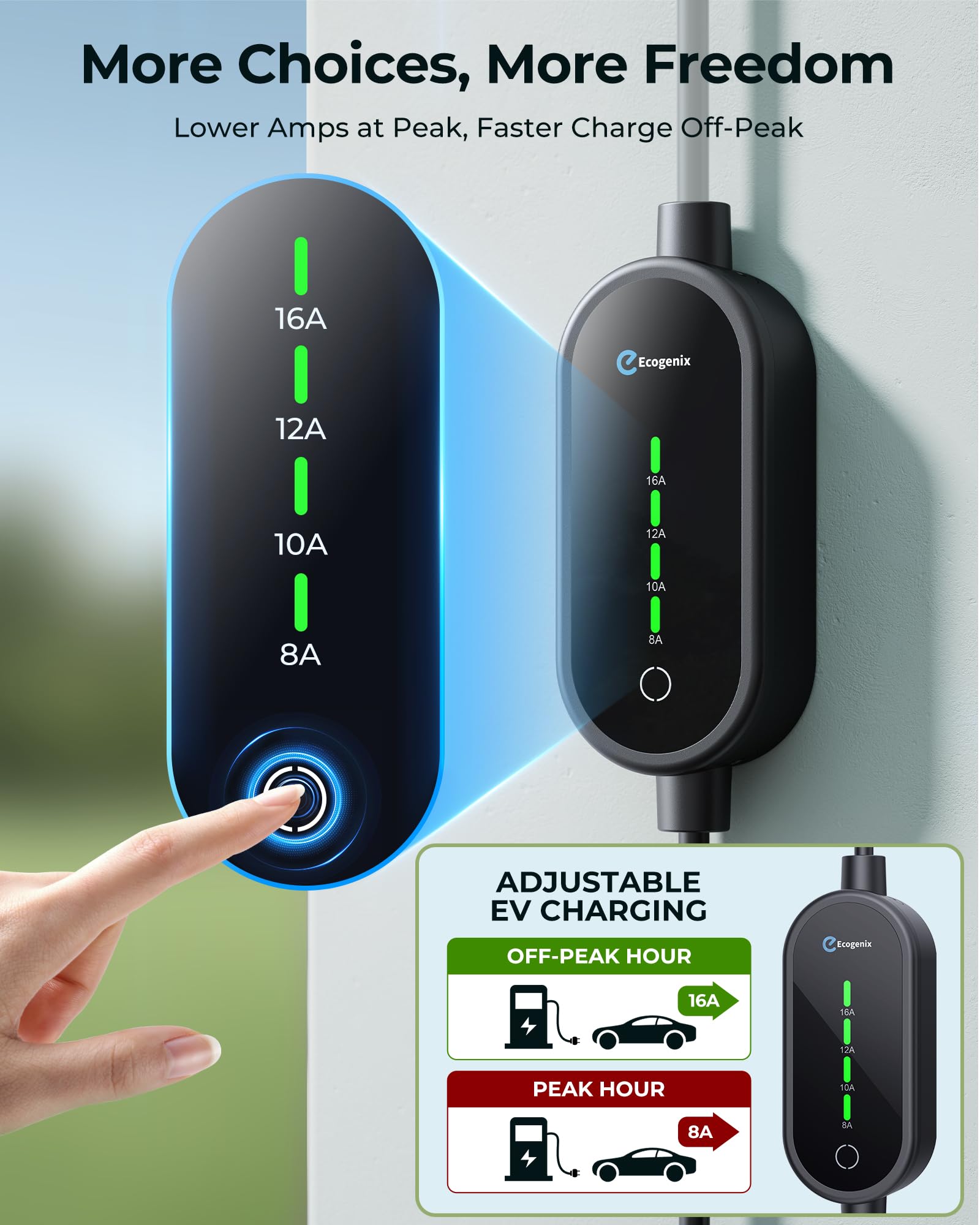 Amazon | Ecogenix レベル 1&2 テスラ充電器 15A EV充電器 110V-120V