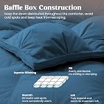 Puredown® Goose Feather Plus fort, plus fort. 100% Placage de couettes en coton toute-saison, Pléate de punch à l'eau nuageuse, 108oz Poids de remplissage chaud (Roi, Marine, 106"X90")