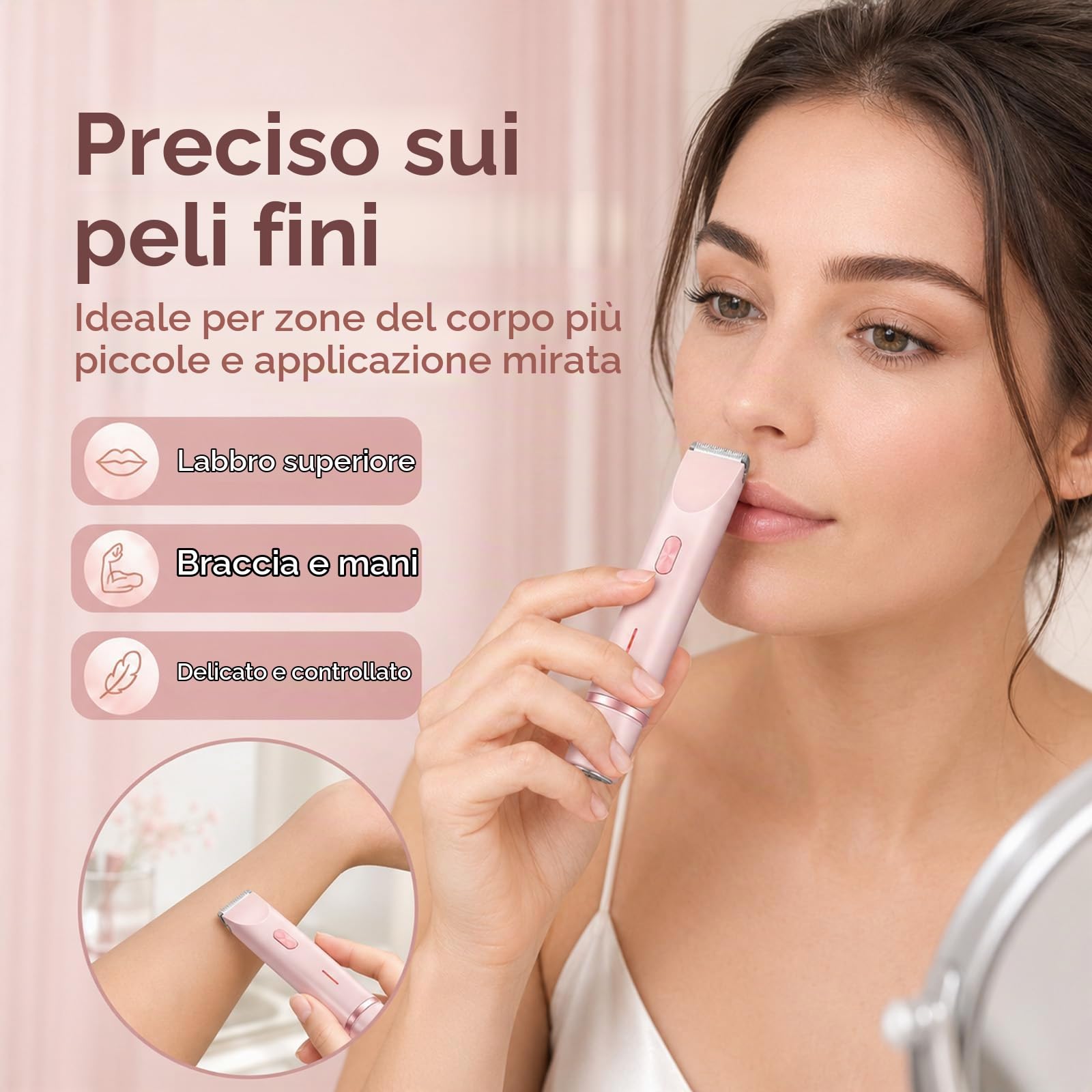 Shavea Perfetta, Belloria Rasoio Donna, Rasoio Elettrico Donna Zona Bikini, 2 In 1 Per Bikini E Corpo, Per Uso A Secco E A Umido, Adatto Per Viso, Ascelle, Gambe E Tutto Il Corpo