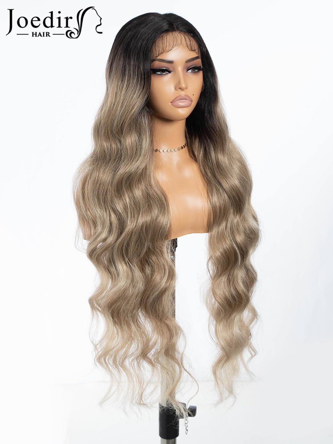 JOEDIR HAIR Long Wave Synthetic Lace Front Wig For Black Women 36" Super Long Body Wave Wig With Baby Hair Transparent Lace Heat Resistant Fiber 150% Density